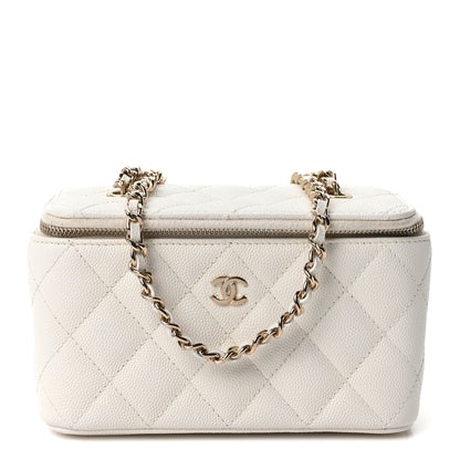 Chanel Caviar Quilted Small Vanity Case With Chain White 1 of 10