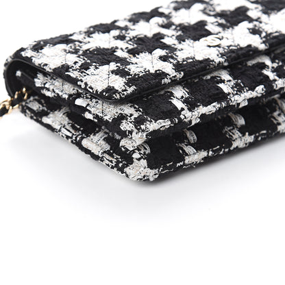 Chanel Tweed Quilted Wallet On Chain WOC Black Ecru White 8 of 9