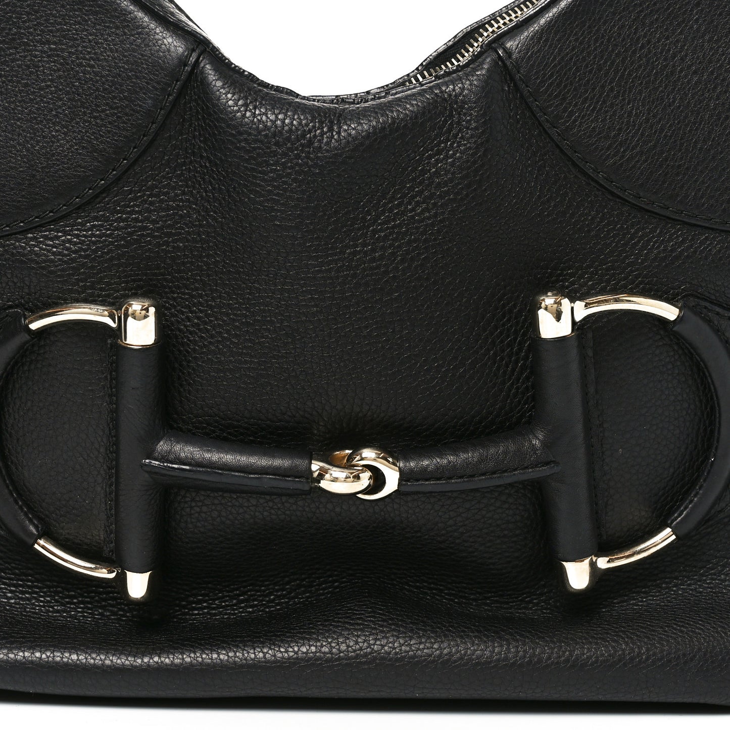Calfskin Large Horsebit Web Hobo Black