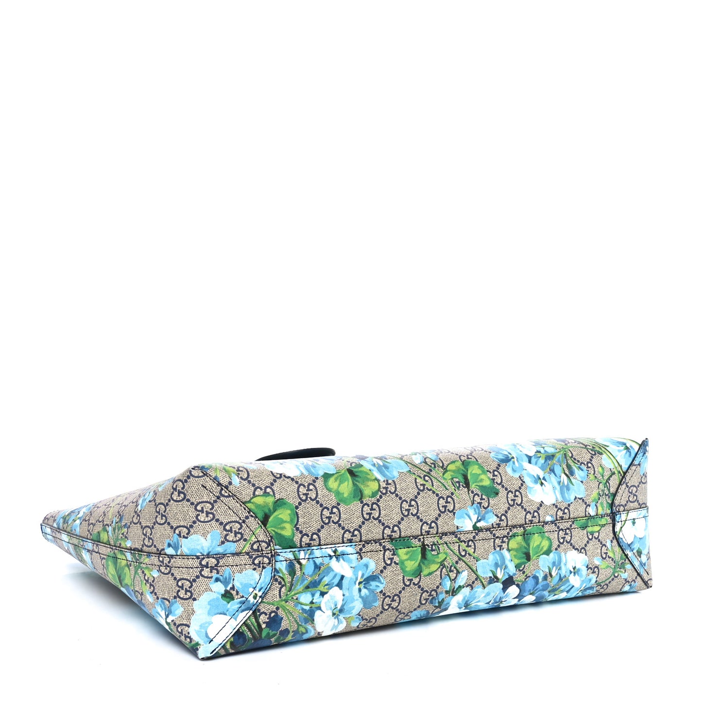 GG Supreme Monogram Blooms Medium Reversible Tote Beige Blue Navy
