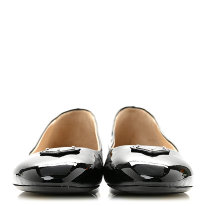 Prada Patent Triangle Ballerina Flats 37 Black 3 of 10