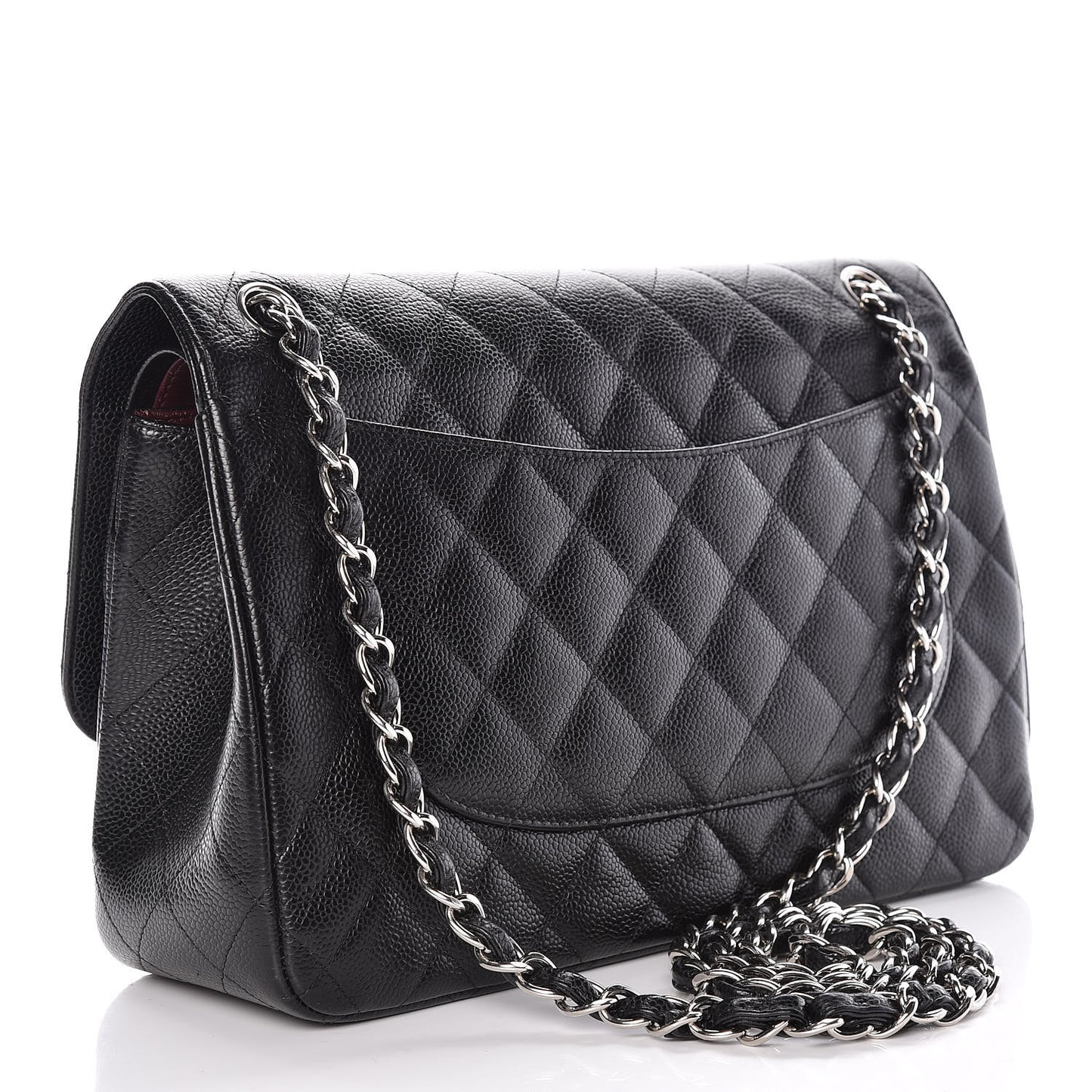 Caviar Quilted Jumbo Double Flap Black