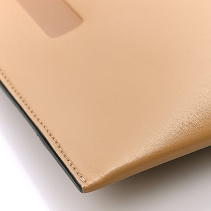 Fendi Vitello King Logo Embossed Large Flat Pouch Miele Scuro 6 of 7