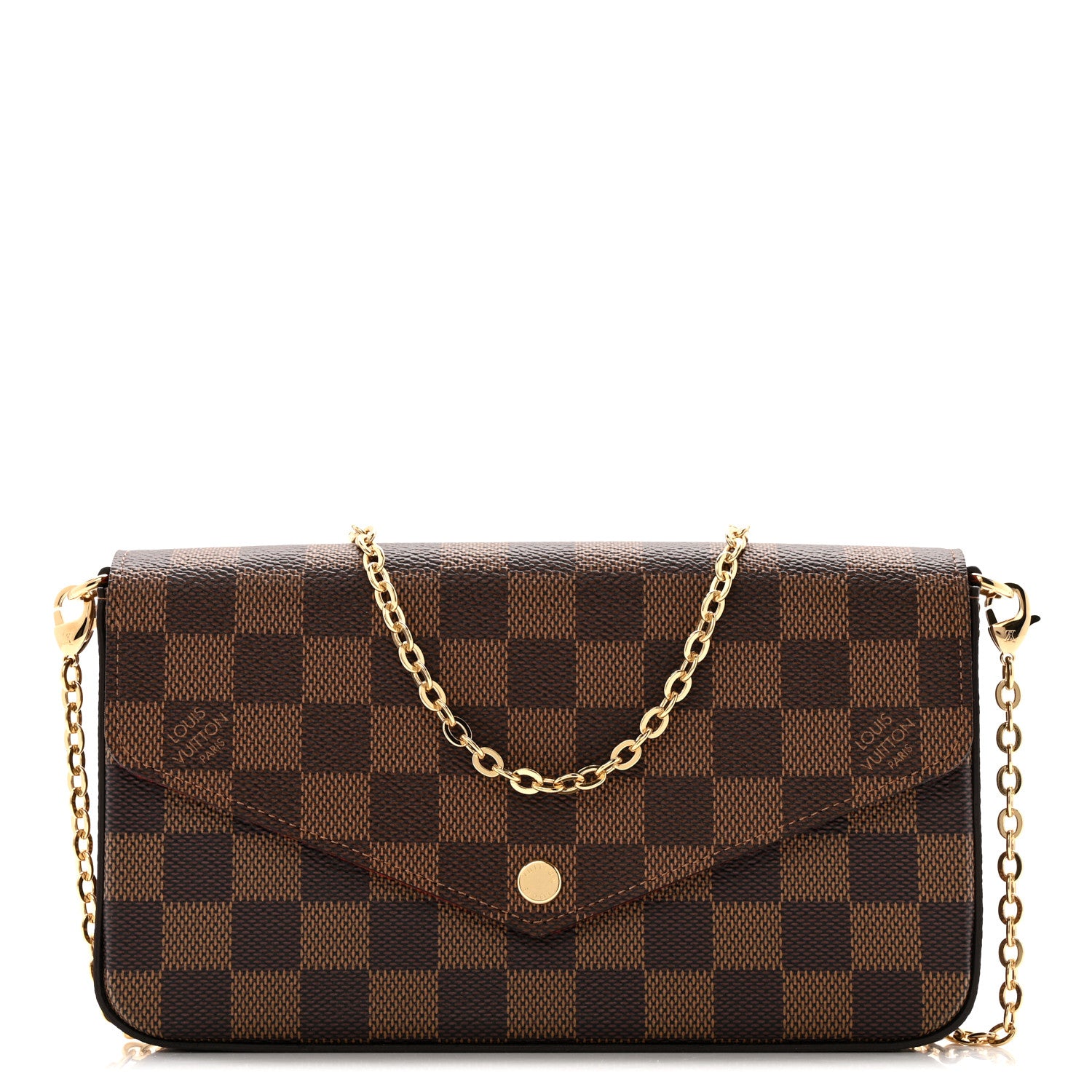Louis Vuitton Damier Ebene Pochette Felicie Chain Wallet 1 of 12