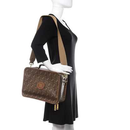Fendi Glazed Fabric FF 1974 Karligraphy Small Travel Bag Mogano Panna 3 of 11