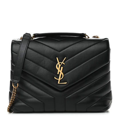 Saint Laurent Calfskin Y Quilted Monogram Small Loulou Chain Satchel Black 1 of 8
