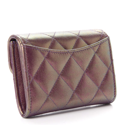 Chanel Iridescent Lambskin Quilted Flap Card Holder Purple 3 of 9