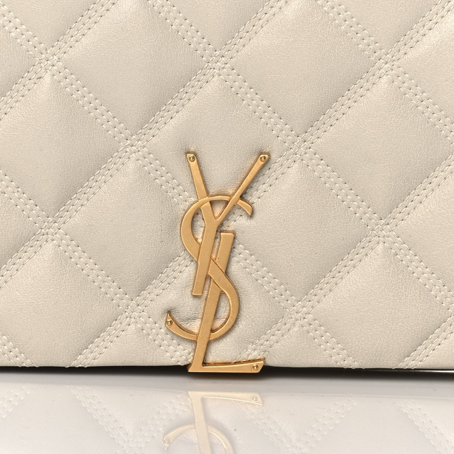 Saint Laurent Lambskin Diamond Quilted Becky Chain Wallet Blanc Vintage 10 of 13