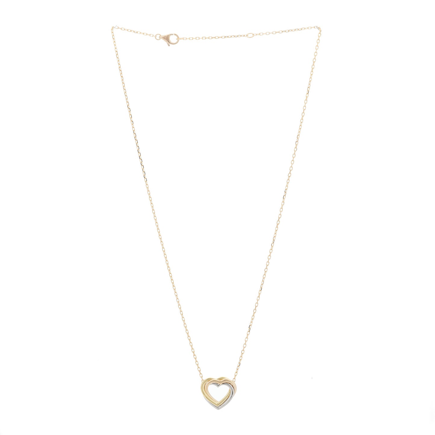 18K Pink Yellow White Gold Trinity Heart Necklace