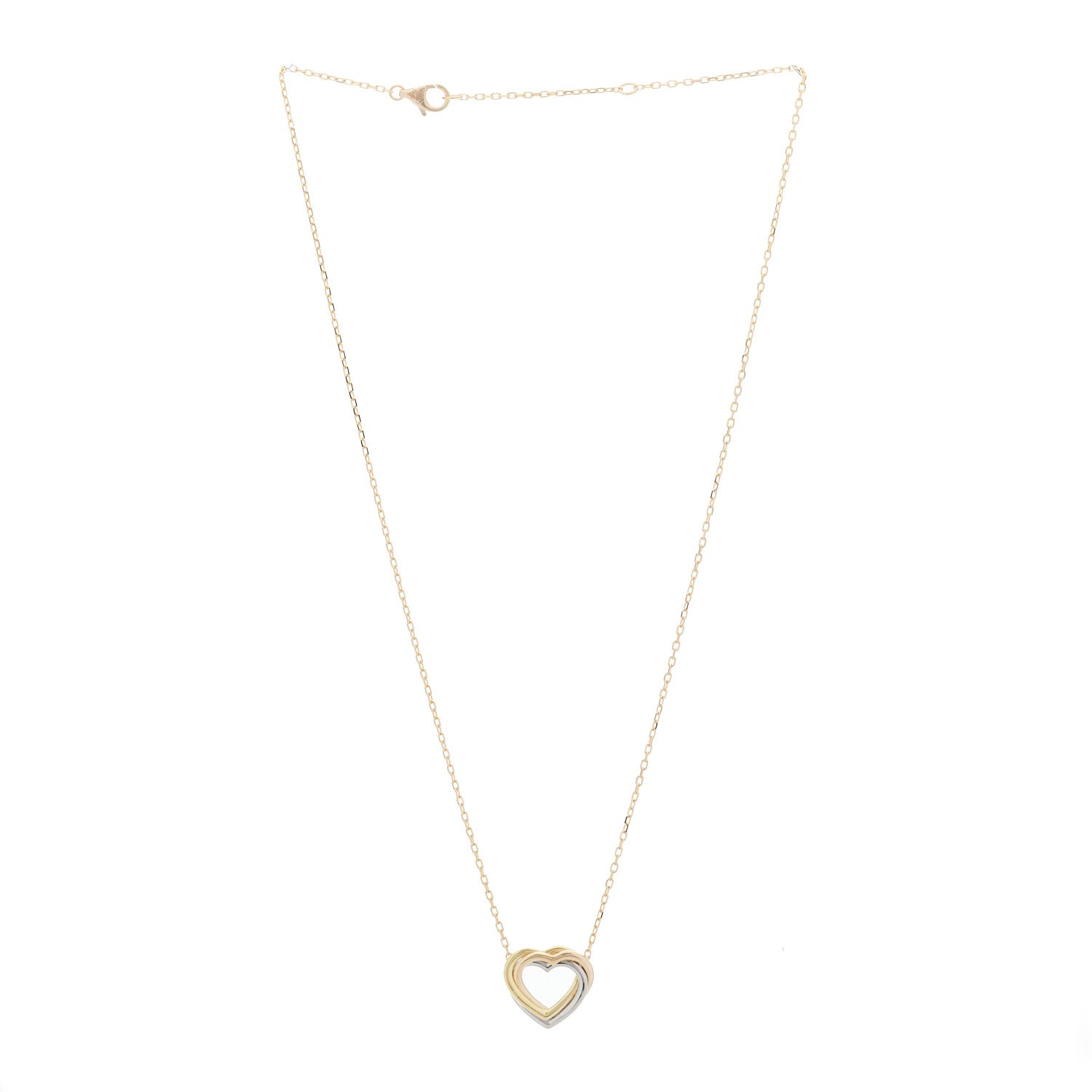 Cartier 18K Pink Yellow White Gold Trinity Heart Necklace 3 of 5
