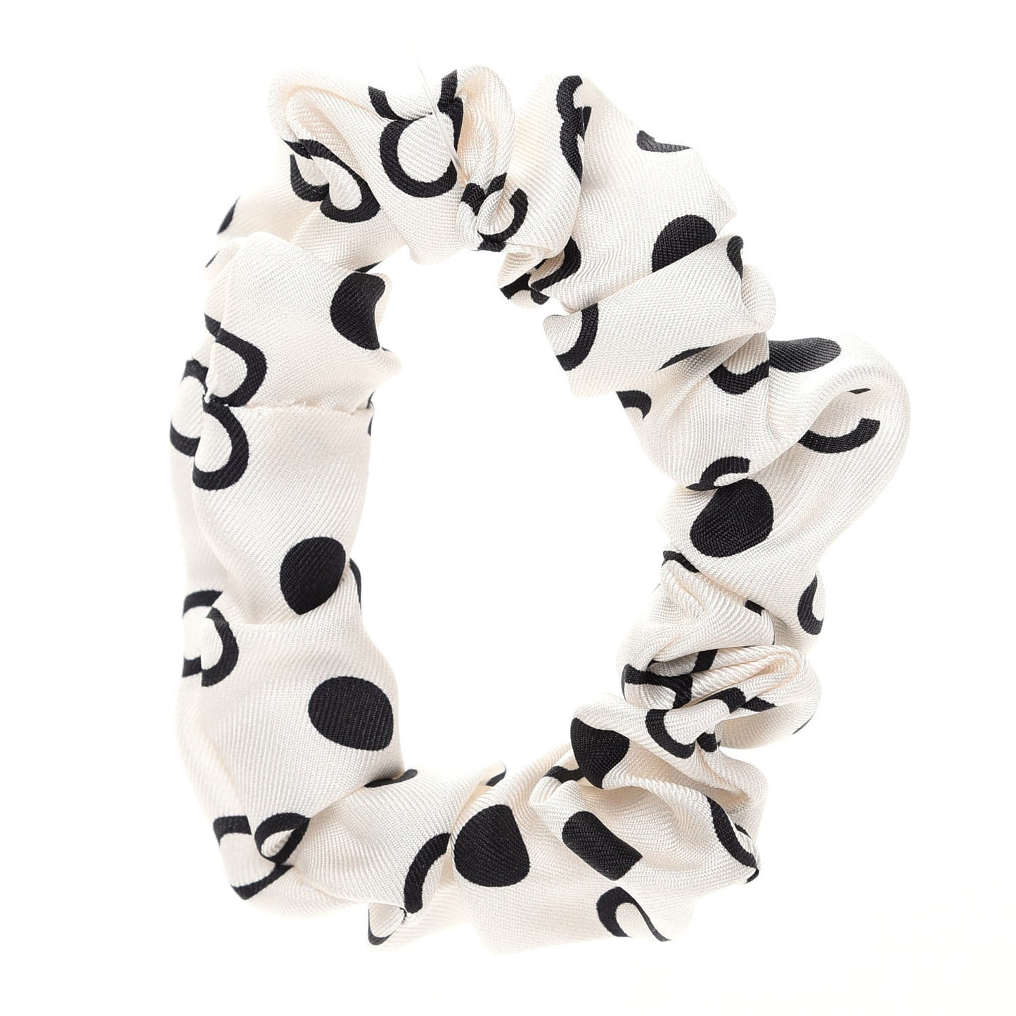 Silk CC Hair Tie Ivory Black
