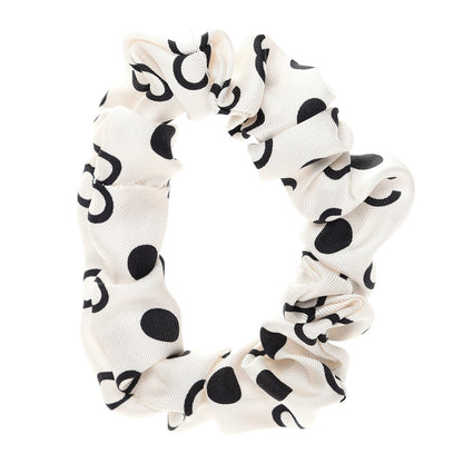 Chanel Silk CC Hair Tie Ivory Black 1 of 5