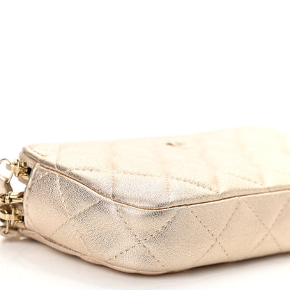 Chanel Metallic Lambskin Quilted Small Clutch With Chain Gold 10 of 11
