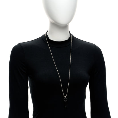 Tiffany Sterling Silver Black Titanium Key Pendant Bead Chain Necklace 2 of 5