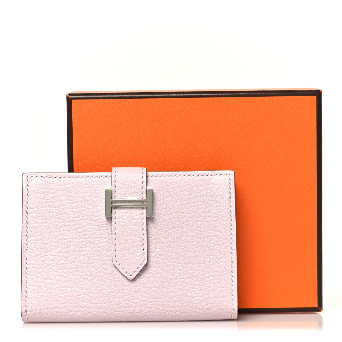 Hermes Chevre Mysore Bearn Card Holder Wallet Mauve Pale 9 of 9