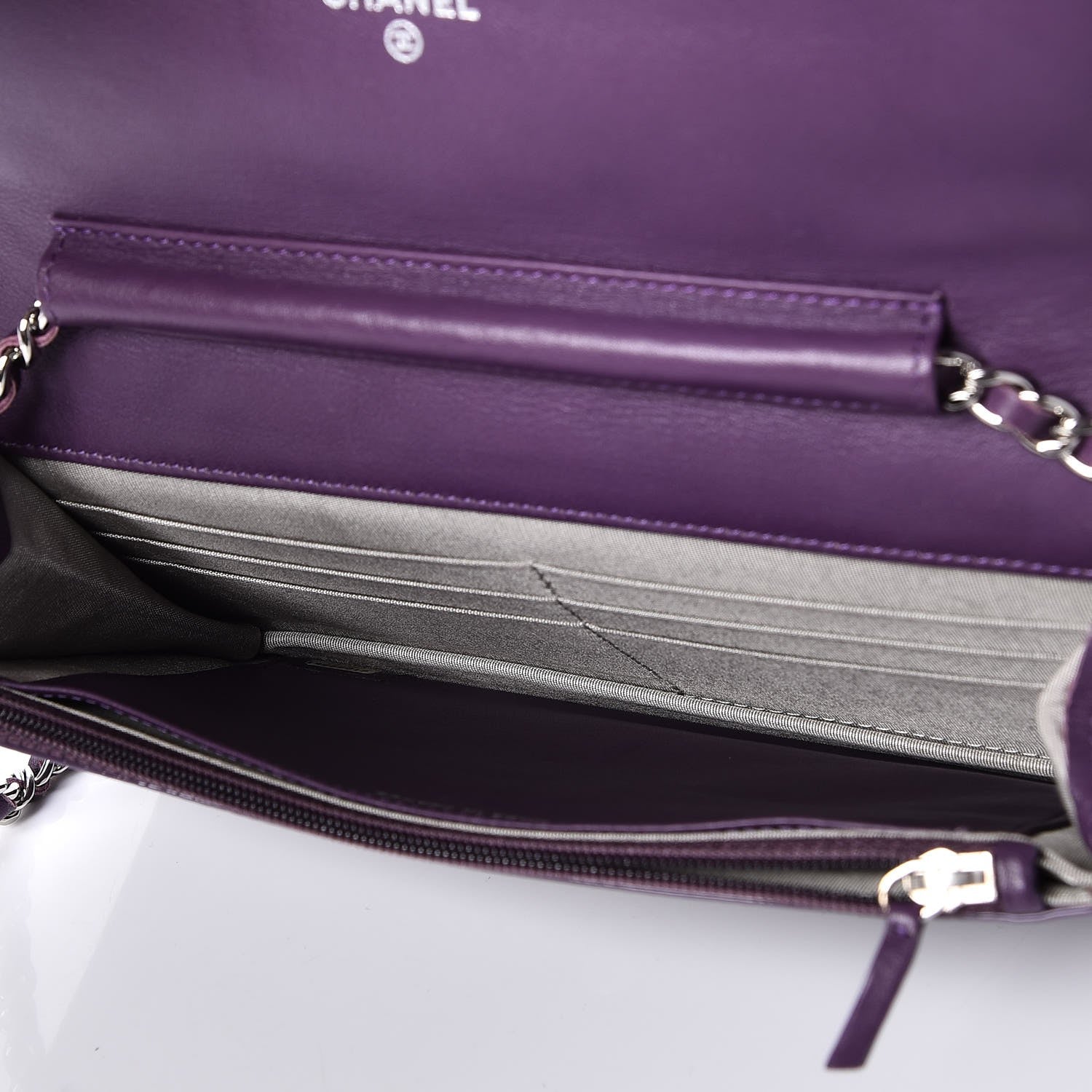 Chanel Patent Quilted Brilliant Wallet On Chain WOC Violet 5 of 9