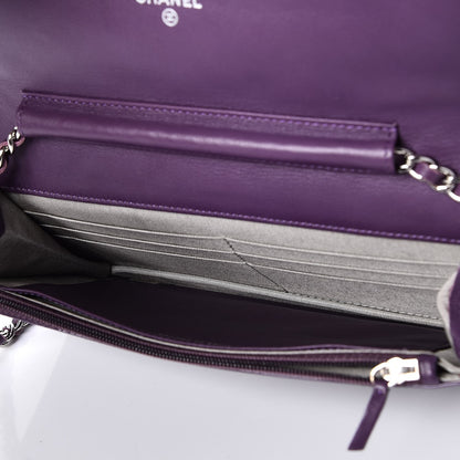 Chanel Patent Quilted Brilliant Wallet On Chain WOC Violet 5 of 9