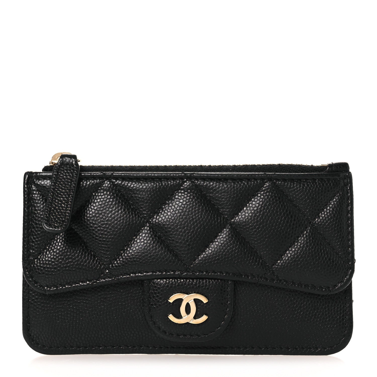 Chanel Caviar Quilted Flap Zip Card Holder Black 1 of 8