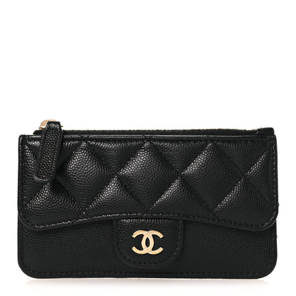 Chanel Caviar Quilted Flap Zip Card Holder Black 1 of 8