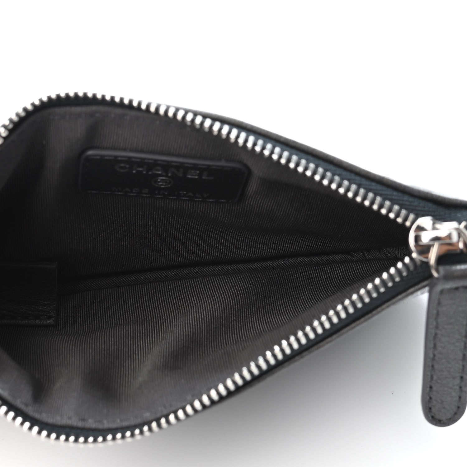 Chanel Goatskin Camellia Embossed Cosmetic Pouch Anthracite 4 of 4
