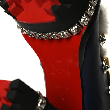 Christian Louboutin Calfskin Studded Shearling Yeti Donna 130 Boots 36 Version Navy 6 of 6