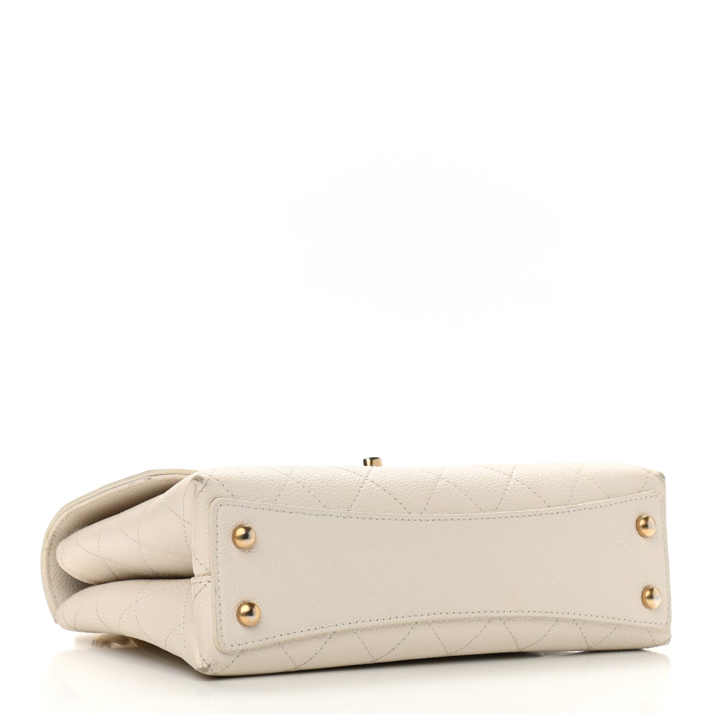 Grained Calfskin Small Stitched Flap White