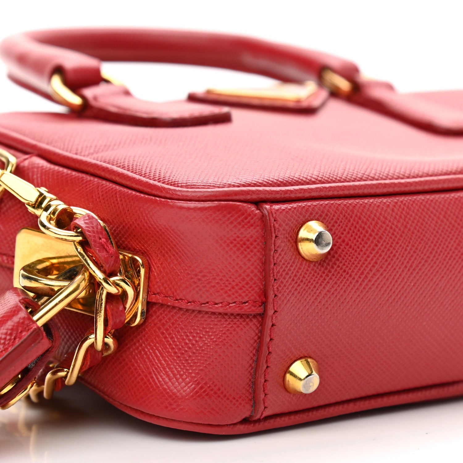 Prada Saffiano Lux Mini Top Handle Crossbody Bag Fuoco 8 of 13
