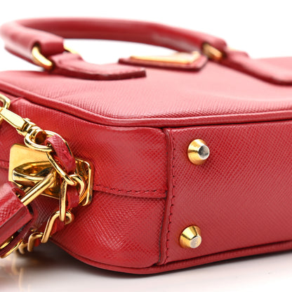 Prada Saffiano Lux Mini Top Handle Crossbody Bag Fuoco 8 of 13