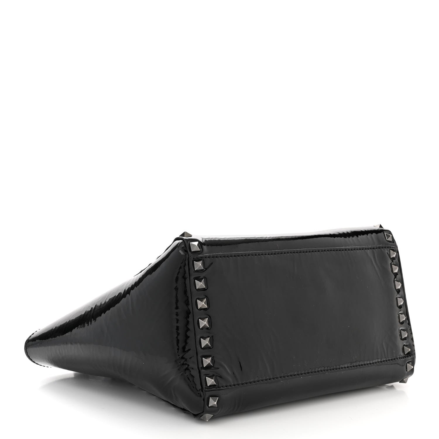 Valentino Garavani Patent Monochrome Small Rockstud Double Handle Tote Black 4 of 11