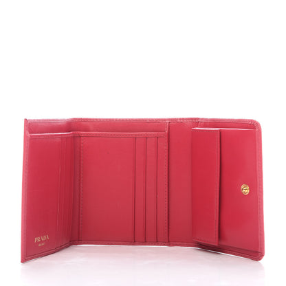Prada Vitello Move Tri-Fold Compact Wallet Peonia 5 of 7