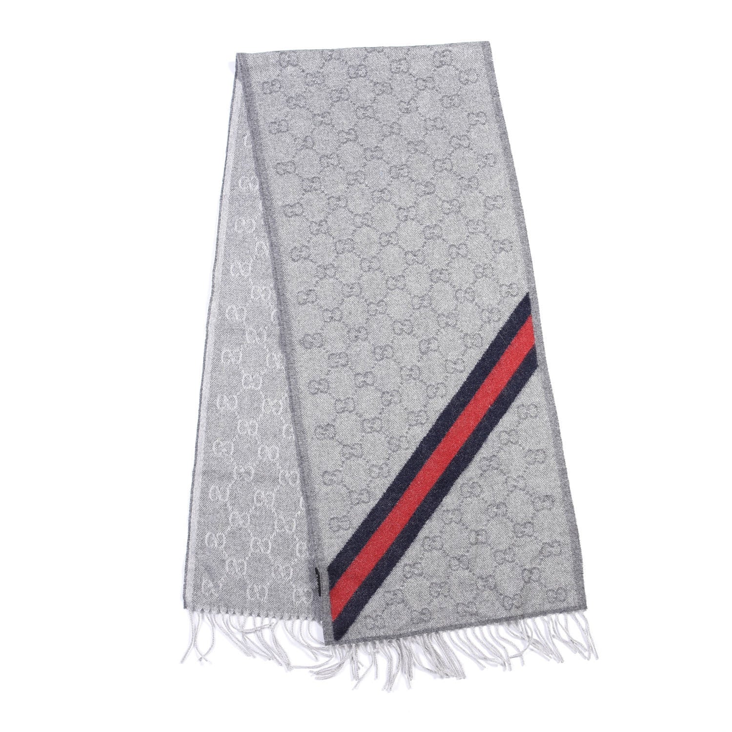 Gucci Wool Angora Monogram Web New Nikky Scarf Zinc Blue 2 of 3