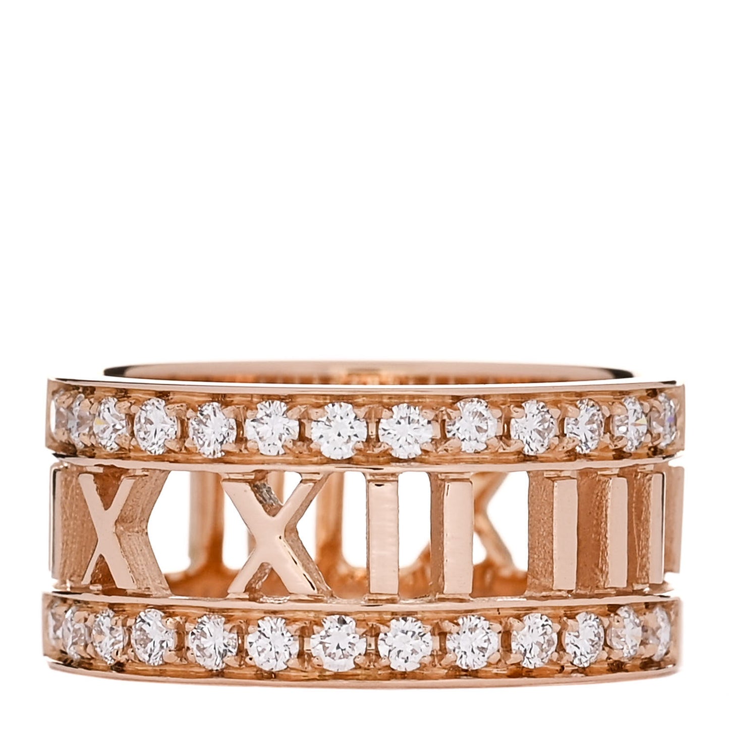 18K Rose Gold Diamond Wide Atlas Open Ring 52 6