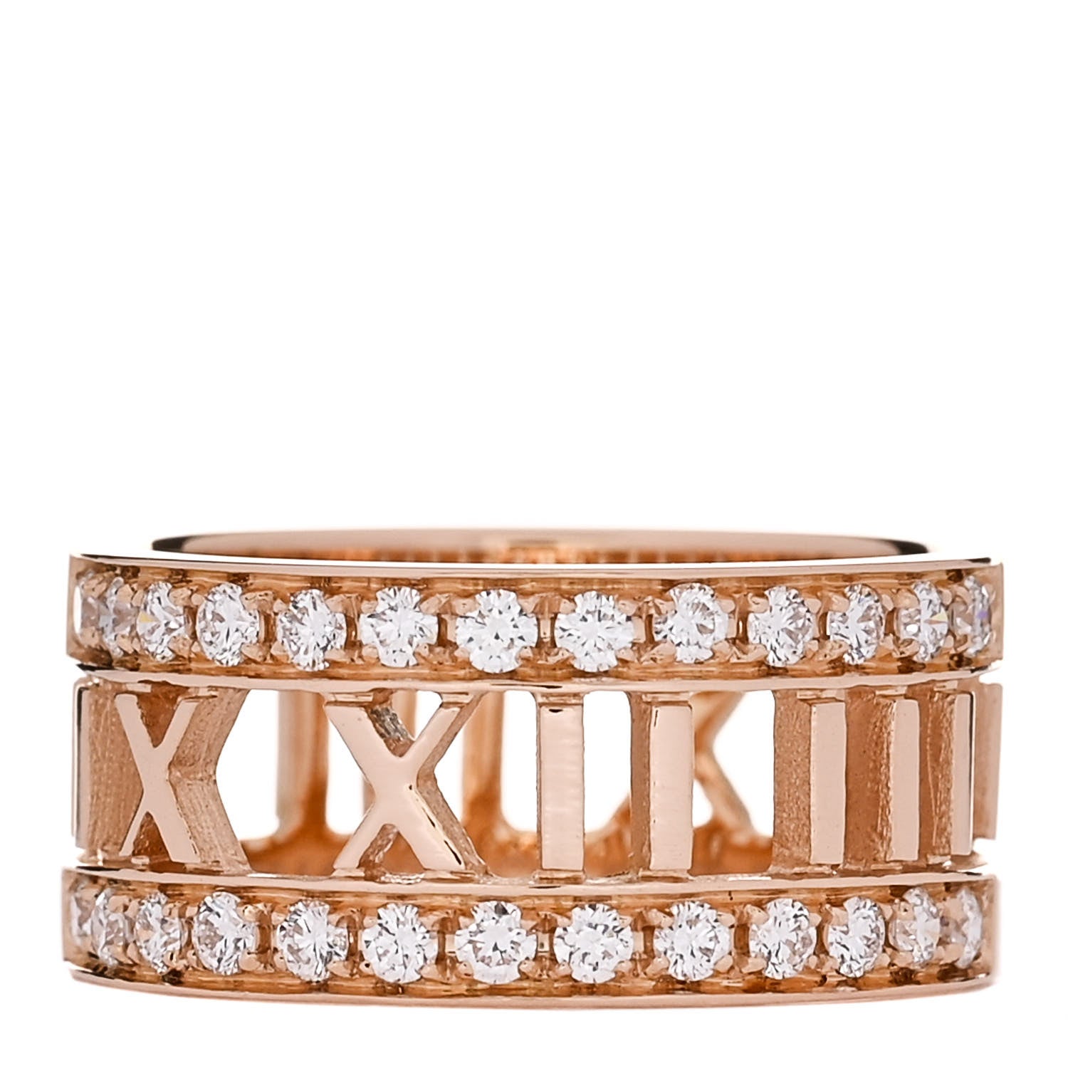 Tiffany 18K Rose Gold Diamond Wide Atlas Open Ring 52 6 1 of 4