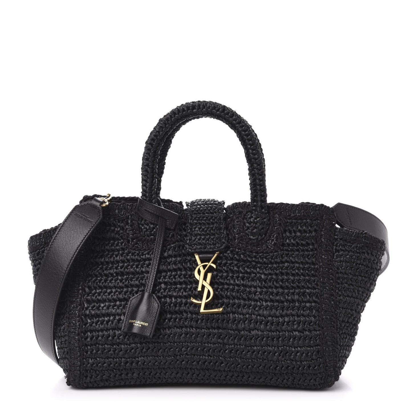 Raffia Baby Monogram Downtown Cabas Black
