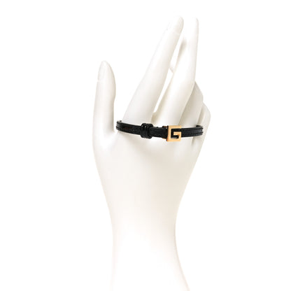 Gucci Patent Calfskin Metal Square G Bracelet M Black Gold 2 of 3