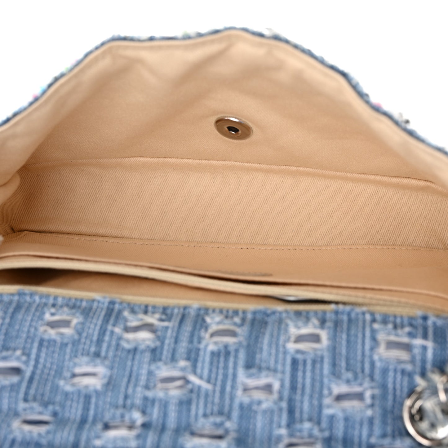Woven Denim Medium Flap Multicolor