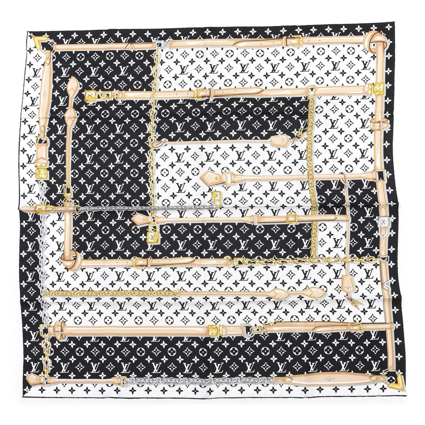 Silk Monogram Confidential Square Scarf Black