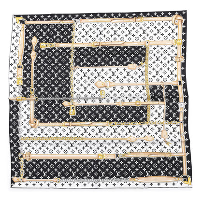 Louis Vuitton Silk Monogram Confidential Square Scarf Black 1 of 4