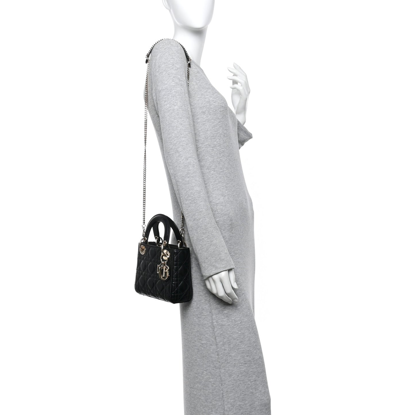 Lambskin Cannage Mini Lady Dior Black