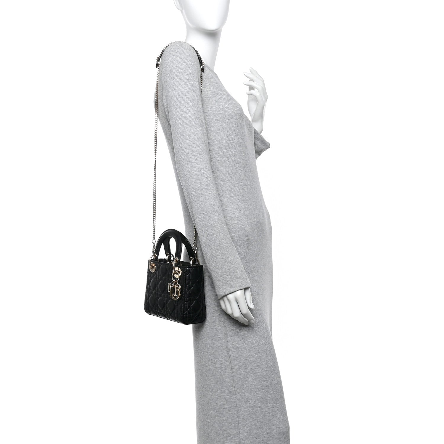 Christian Dior Lambskin Cannage Mini Lady Dior Black 2 of 13