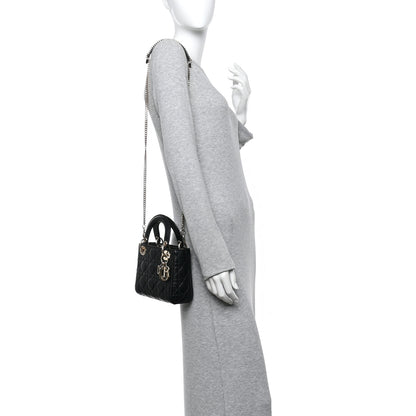 Christian Dior Lambskin Cannage Mini Lady Dior Black 2 of 13