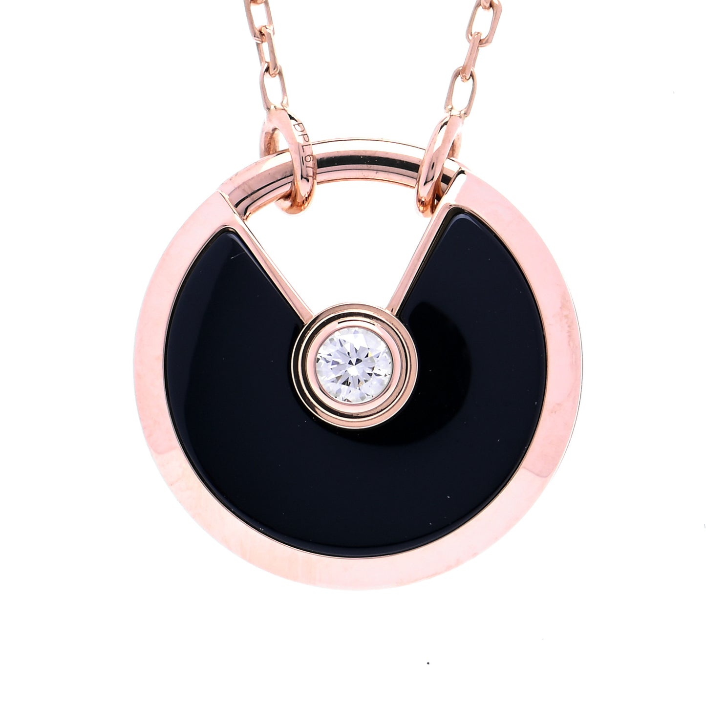 18K Pink Gold Diamond Black Onyx SM Amulette de Cartier Pendant Necklace