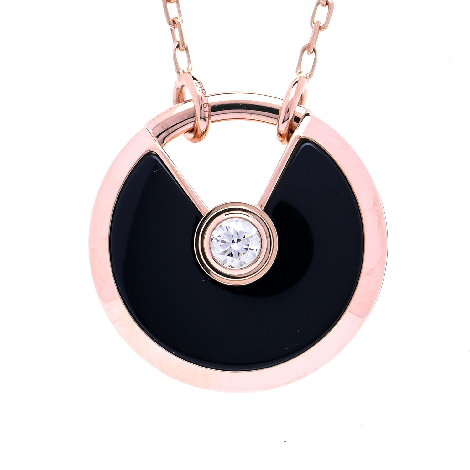 Cartier 18K Pink Gold Diamond Black Onyx SM Amulette de Cartier Pendant Necklace 5 of 6