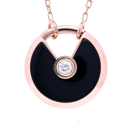 Cartier 18K Pink Gold Diamond Black Onyx SM Amulette de Cartier Pendant Necklace 5 of 6