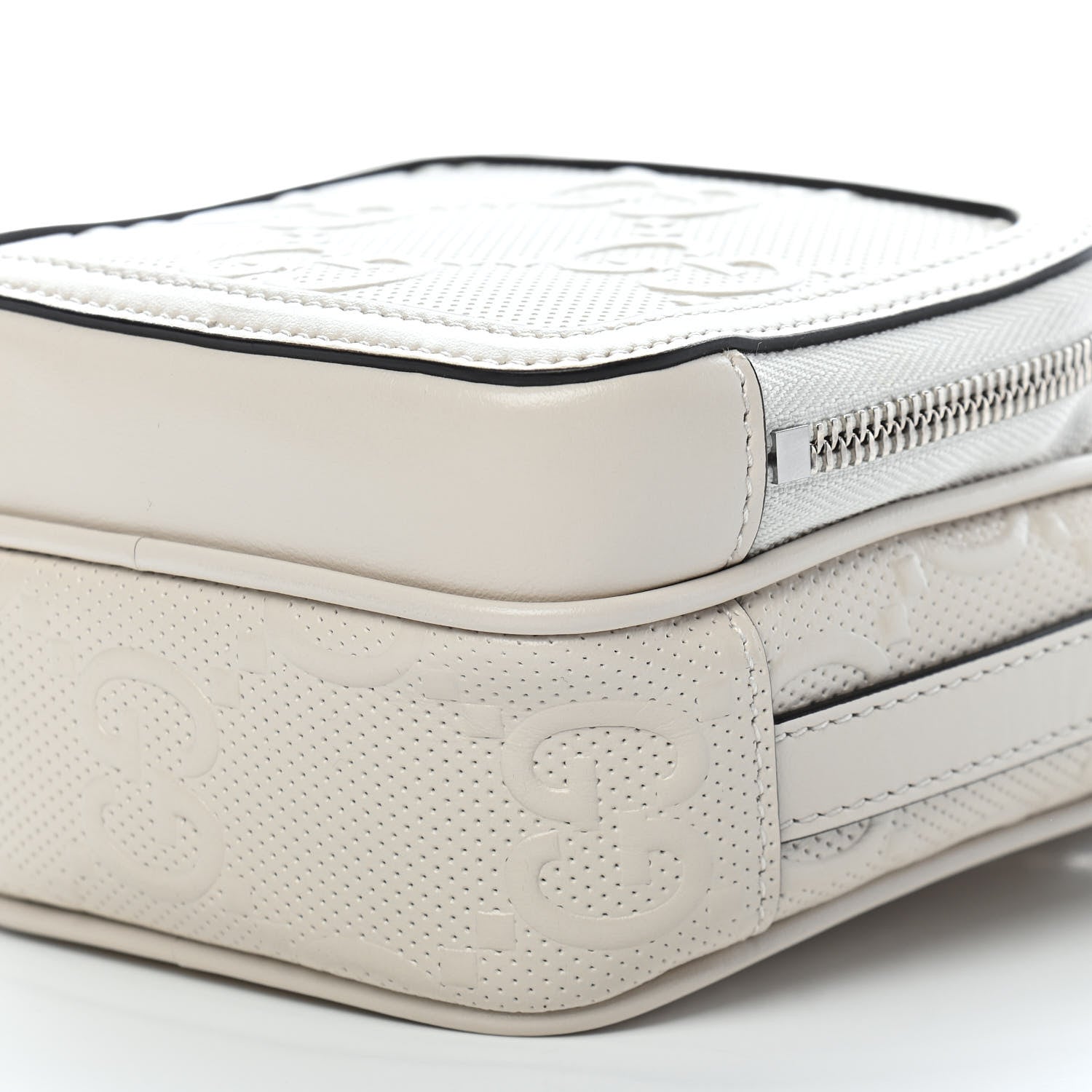 Gucci Calfskin GG Tennis Embossed Mini Double Zip Messenger Bag Mystic White 9 of 9