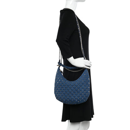 Valentino Garavani Denim Small Rockstud Spike Hobo Light Denim 2 of 9