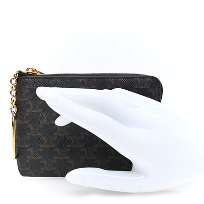 Celine Triomphe Canvas Coin and Card Pouch With Hook Black 2 of 7