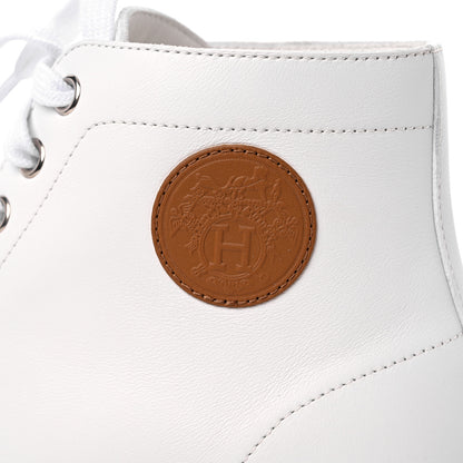 Hermes Calfskin Womens Climb Sneakers 37 White 8 of 9