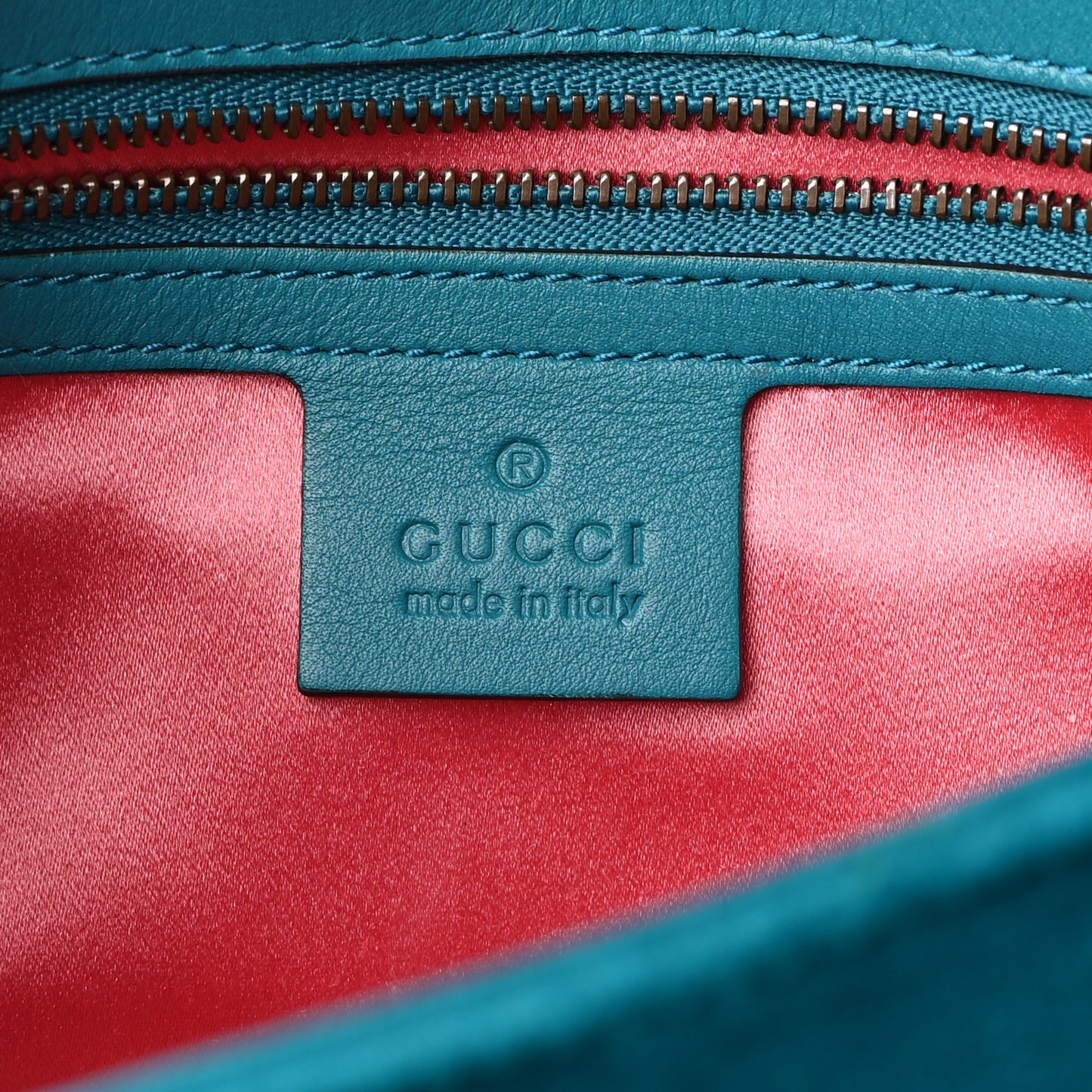 Velvet Matelasse Small GG Marmont Shoulder Bag Pavone Cyan