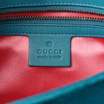 Gucci Velvet Matelasse Small GG Marmont Shoulder Bag Pavone Cyan 6 of 10